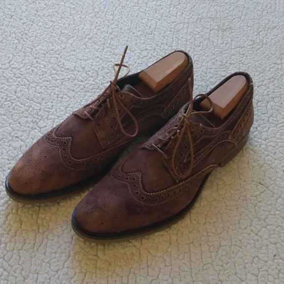 Donald J. Pliner Brown Suede Wingtip/Full Brogue Shoes 10.5M (Made in Italy) Rockabilly Wingtips - Etsy main image 2